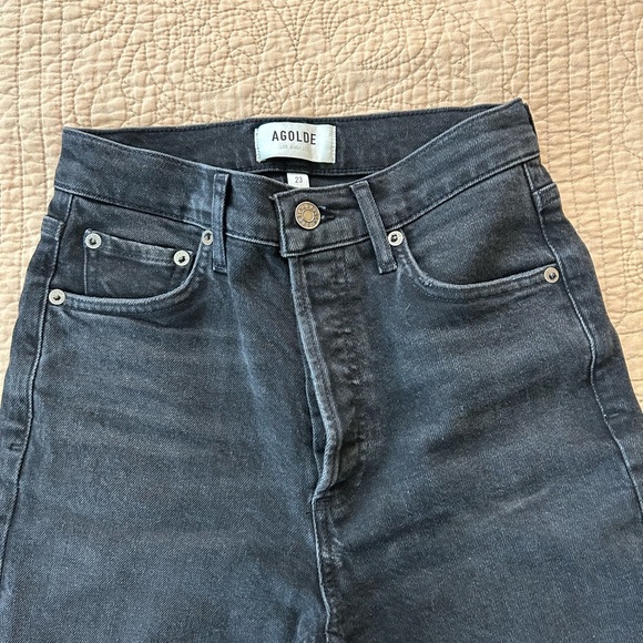 AGOLDE NICO high rise slim fit size 23 black jeans in excellent condition! - Picture 2 of 7
